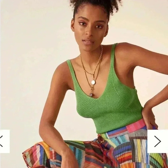 Maeve by Anthropologie “Everyday Maryanne” Bright Green Sweater Tank Top  SIZE M - Picture 1 of 10